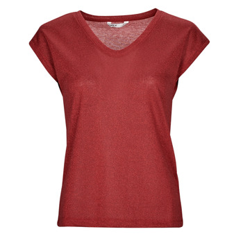 Clothing Women short-sleeved t-shirts Only ONLSILVERY S/S V NECK LUREX TOP Red