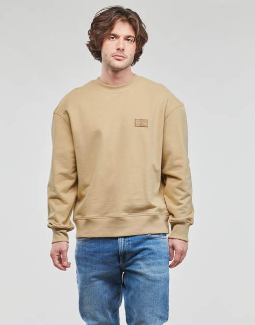 Calvin Klein Jeans SHRUNKEN - NECK Spartoo sweaters 88,00 Clothing CREW ! | BADGE delivery Fast Beige Europe - Men €