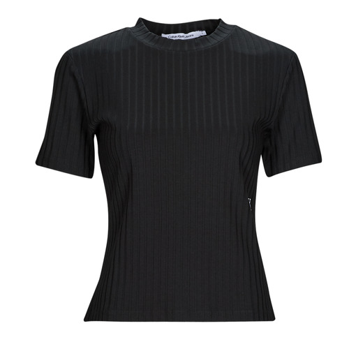 Calvin Klein Jeans RIB SHORT SLEEVE TEE Black - Fast delivery