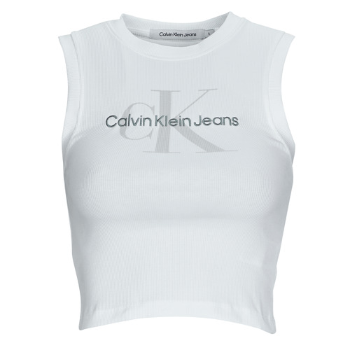 Calvin Klein Jeans ARCHIVAL MONOLOGO RIB TANK TOP White - Fast delivery