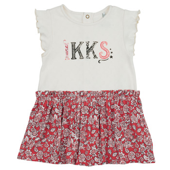 Clothing Girl Short Dresses Ikks XW30070 White / Pink