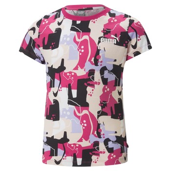 Clothing Girl short-sleeved t-shirts Puma ESS STREET ART LOGO Multicolour