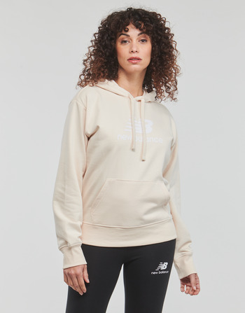 Clothing Women sweaters New Balance Essentials Stacked Logo Hoodie Beige