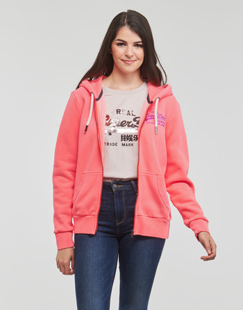 Clothing Women sweaters Superdry VINTAGE VL NEON ZIPHOOD Pink