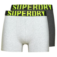 Underwear Men Boxer shorts Superdry BOXER DUAL LOGO DOUBLE PACK Charcoal / Grey / Fluro