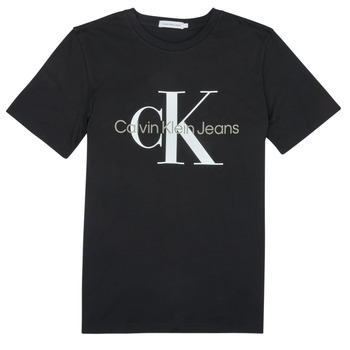 Clothing Children short-sleeved t-shirts Calvin Klein Jeans MONOGRAM LOGO T-SHIRT Black