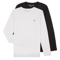 Clothing Boy Long sleeved shirts Calvin Klein Jeans 2-PACK MONOGRAM TOP LS X2 Black / White