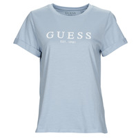 Clothing Women short-sleeved t-shirts Guess ES SS GUESS 1981 ROLL CUFF TEE Blue