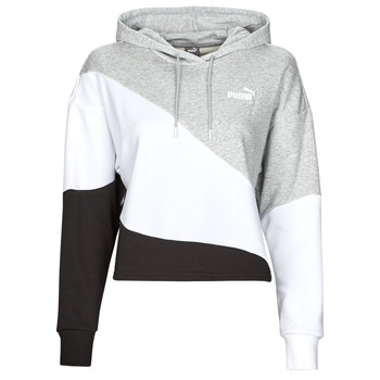 Clothing Women sweaters Puma POWER CAT HOODIE Black / Grey / White