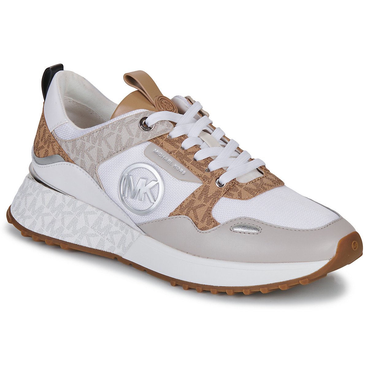 MICHAEL Michael Kors THEO TRAINER White  Camel  Fast delivery  Spartoo  Europe   Shoes Low top trainers Women 24800 