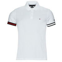 Clothing Men short-sleeved polo shirts Tommy Hilfiger FLAG CUFF SLEEVE LOGO SLIM FIT White