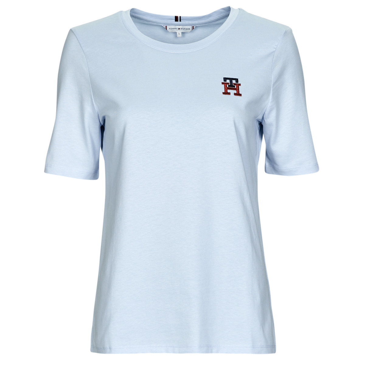 Tommy Hilfiger REG MONOGRAM SS Women EMB Clothing ! Sky - short-sleeved € | 44,00 delivery Europe / C-NK Blue - Fast t-shirts Spartoo