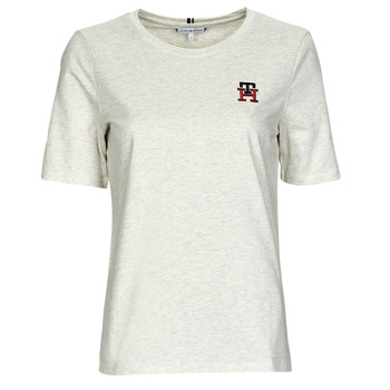 Clothing Women short-sleeved t-shirts Tommy Hilfiger REG MONOGRAM EMB C-NK SS Beige