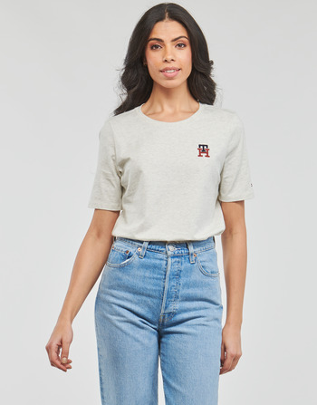 Tommy Hilfiger REG MONOGRAM EMB C-NK SS Blue / Sky - Fast delivery |  Spartoo Europe ! - Clothing short-sleeved t-shirts Women 44,00 €