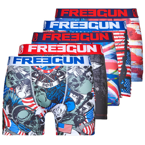 Underwear Men Boxer shorts Freegun BOXERS DRAPEAUX X5 Multicolour
