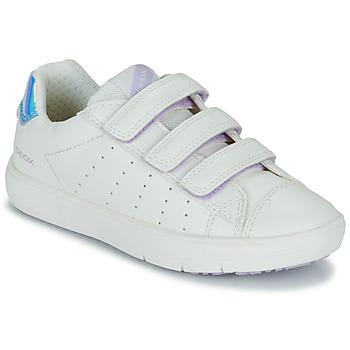 Shoes Girl Low top trainers Geox J SILENEX GIRL B White / Iridescent