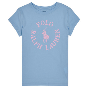 Clothing Girl short-sleeved t-shirts Polo Ralph Lauren SS GRAPHIC T-KNIT SHIRTS-T-SHIRT Blue / Sky / Pink