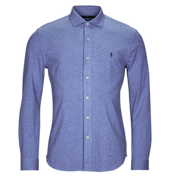 Clothing Men long-sleeved shirts Polo Ralph Lauren CHEMISE COUPE DROITE Blue / Mottled / Navy / Jacquard