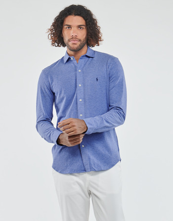Clothing Men long-sleeved shirts Polo Ralph Lauren CHEMISE COUPE DROITE Blue / Mottled / Marine