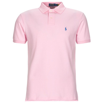 Clothing Men short-sleeved polo shirts Polo Ralph Lauren POLO COUPE DROITE EN COTON BASIC MESH Pink / Carmel / Pink