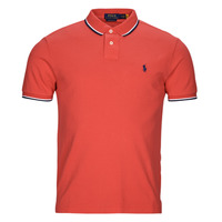 Clothing Men short-sleeved polo shirts Polo Ralph Lauren POLO COUPE DROITE EN COTON BASIC MESH FANTAISIE COL Red / Red / Reef