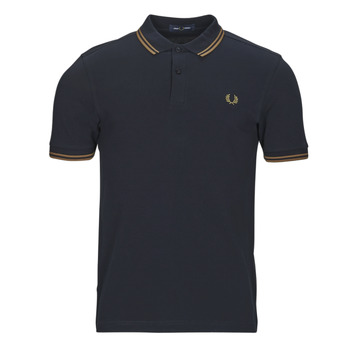 Clothing Men short-sleeved polo shirts Fred Perry TWIN TIPPED FRED PERRY SHIRT Marine / Camel