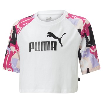 Clothing Girl short-sleeved t-shirts Puma G ESS+ ART RAGLAN TEE White