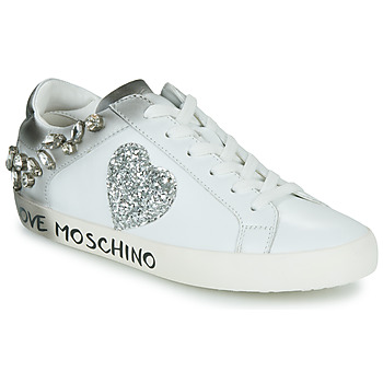 Shoes Women Low top trainers Love Moschino FREE LOVE White / Grey