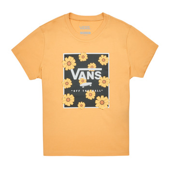Clothing Girl short-sleeved t-shirts Vans SUNFLOWER ANIMAL BOX CREW Yellow