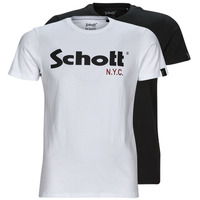 Clothing Men short-sleeved t-shirts Schott TS 01 MC LOGO PACK X2 Black / White
