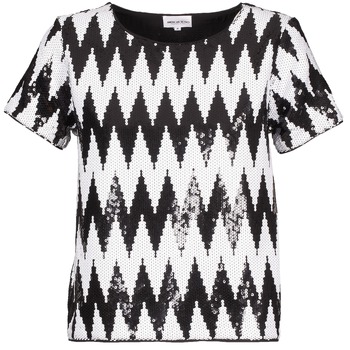material Women short-sleeved t-shirts American Retro GEGE Black / White