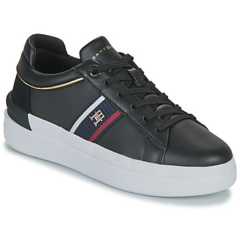 Shoes Women Low top trainers Tommy Hilfiger CORP WEBBING COURT SNEAKER Black / Marine / Red