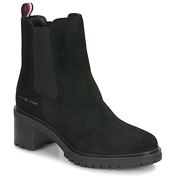 Shoes Women Mid boots Tommy Hilfiger ESSENTIAL MIDHEEL SUEDE BOOTIE Black