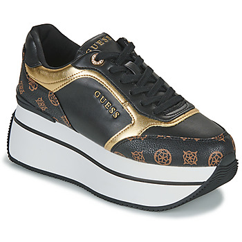 Shoes Women Low top trainers Guess CAMRIO Black / Gold / Brown