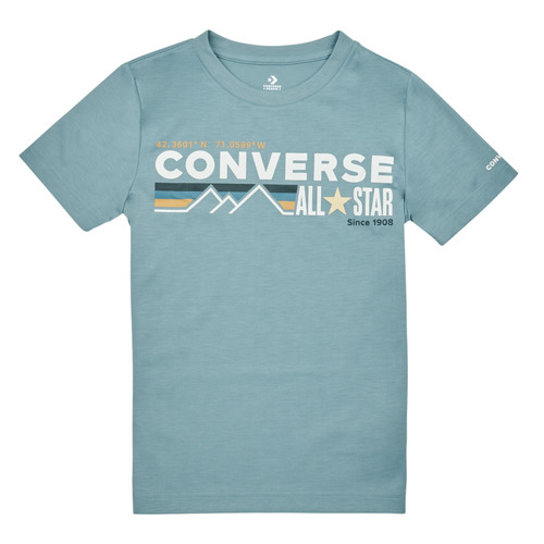 Converse WORDMARKCHESTSTRIPE Blue - Fast delivery  Spartoo Europe ! -  Clothing short-sleeved t-shirts Child 17,60 €