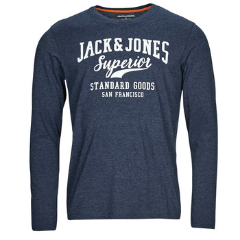 Clothing Men Long sleeved shirts Jack & Jones JJLOGO TEE LS O-NECK 1 COL MEL Marine