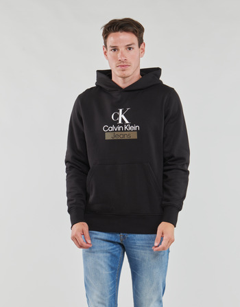 Clothing Men sweaters Calvin Klein Jeans STACKED ARCHIVAL HOODY Black