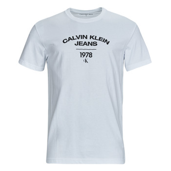 Clothing Men short-sleeved t-shirts Calvin Klein Jeans VARSITY CURVE LOGO T-SHIRT White