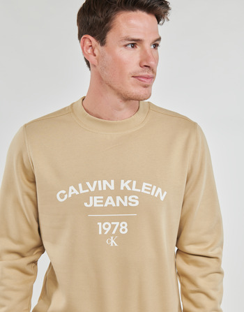 Calvin Klein Jeans VARSITY CURVE CREW NECK Beige