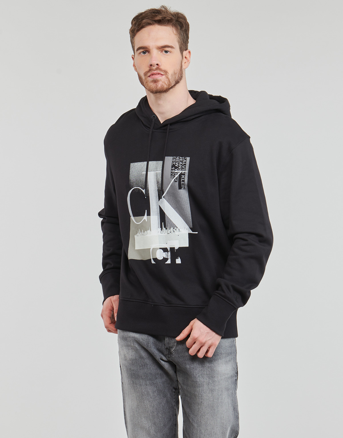 Calvin Klein Jeans CONNECTED LAYER LANDSCAPE HOODIE Black - Fast