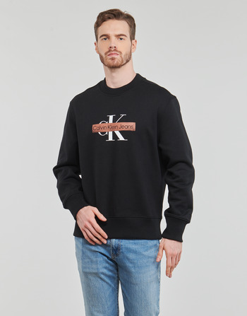 Calvin Klein Jeans SHRUNKEN BADGE Fast - | Europe Beige € Clothing sweaters CREW Spartoo - NECK 88,00 delivery ! Men