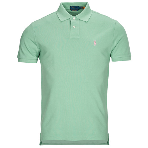 Clothing Men short-sleeved polo shirts Polo Ralph Lauren POLO AJUSTE DROIT EN COTON BASIC MESH Green