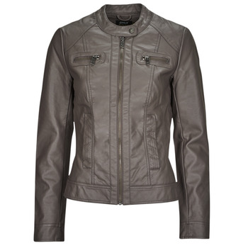 Clothing Women Leather jackets / Imitation leather Only ONLBANDIT FAUX LEATHER BIKER  OTW Grey