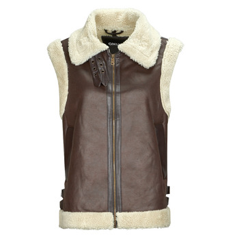 Clothing Women Leather jackets / Imitation leather Only ONLBETTY FAUX SUEDE WAISTCOAT OTW Brown