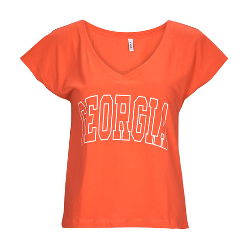 Clothing Women short-sleeved t-shirts Only ONLKELLY S/S V-NECK TOP BOX CS JRS Orange