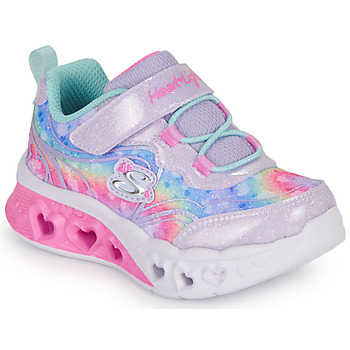 Shoes Girl Low top trainers Skechers FLUTTER HEART LIGHTS Silver / Pink / Led