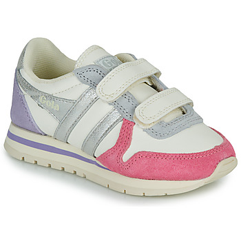 Shoes Girl Low top trainers Gola Daytona Quadrant Strap Beige / Silver / Pink