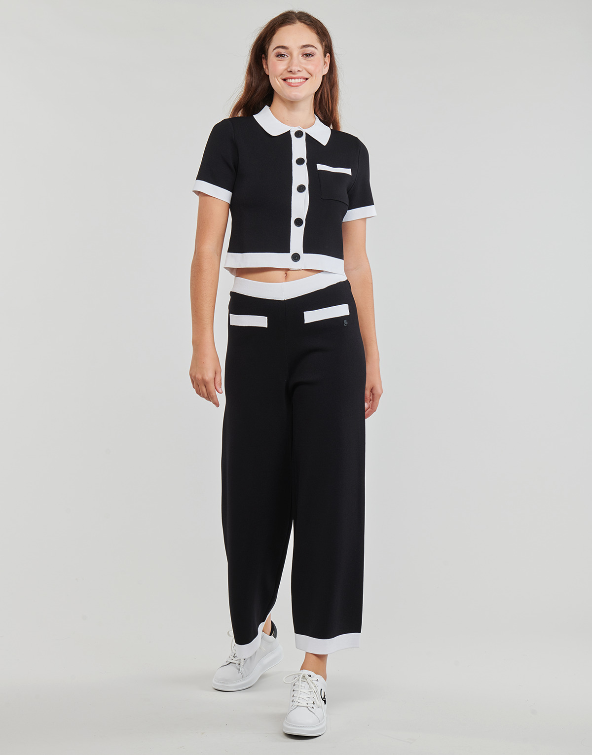 Karl Lagerfeld CLASSIC KNIT PANTS Black / White - Fast delivery