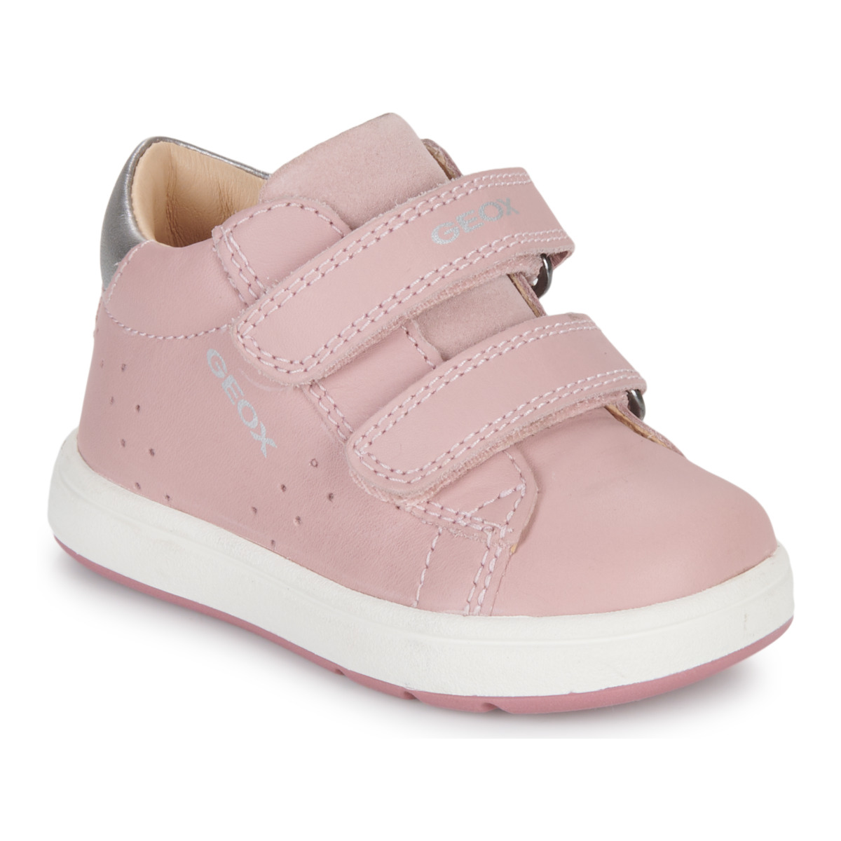 Shoes Girl Low top trainers Geox B BIGLIA GIRL Pink / Silver
