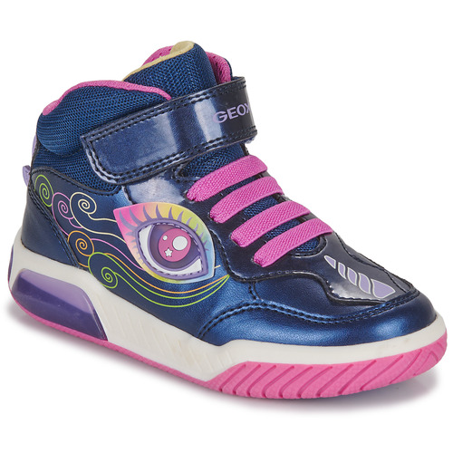 Shoes Girl High top trainers Geox J INEK GIRL B Marine / Pink
